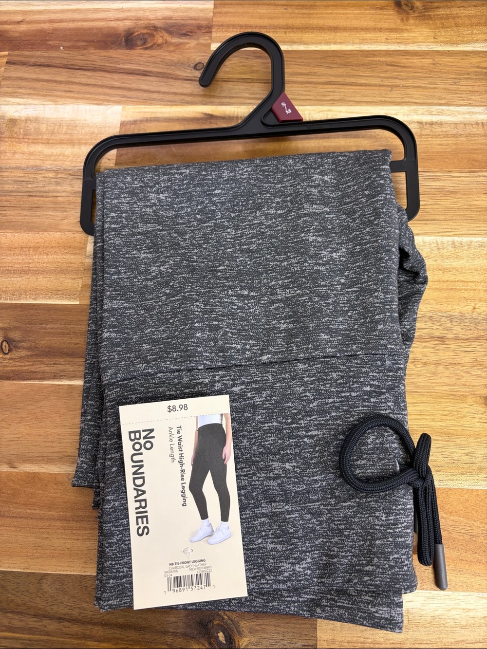 No Boundaries Girls' Gray Space-Dye Leggings with Black Drawstring